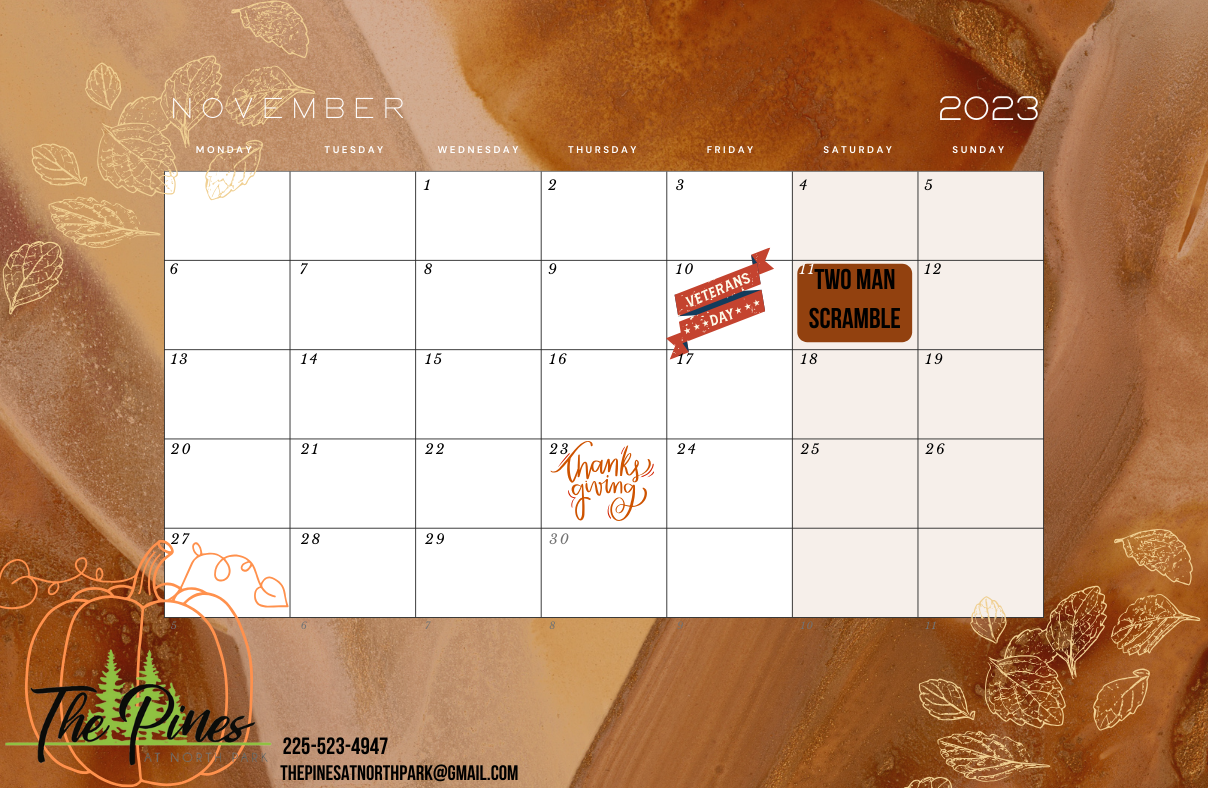 Event Calendar The Pines at North Park